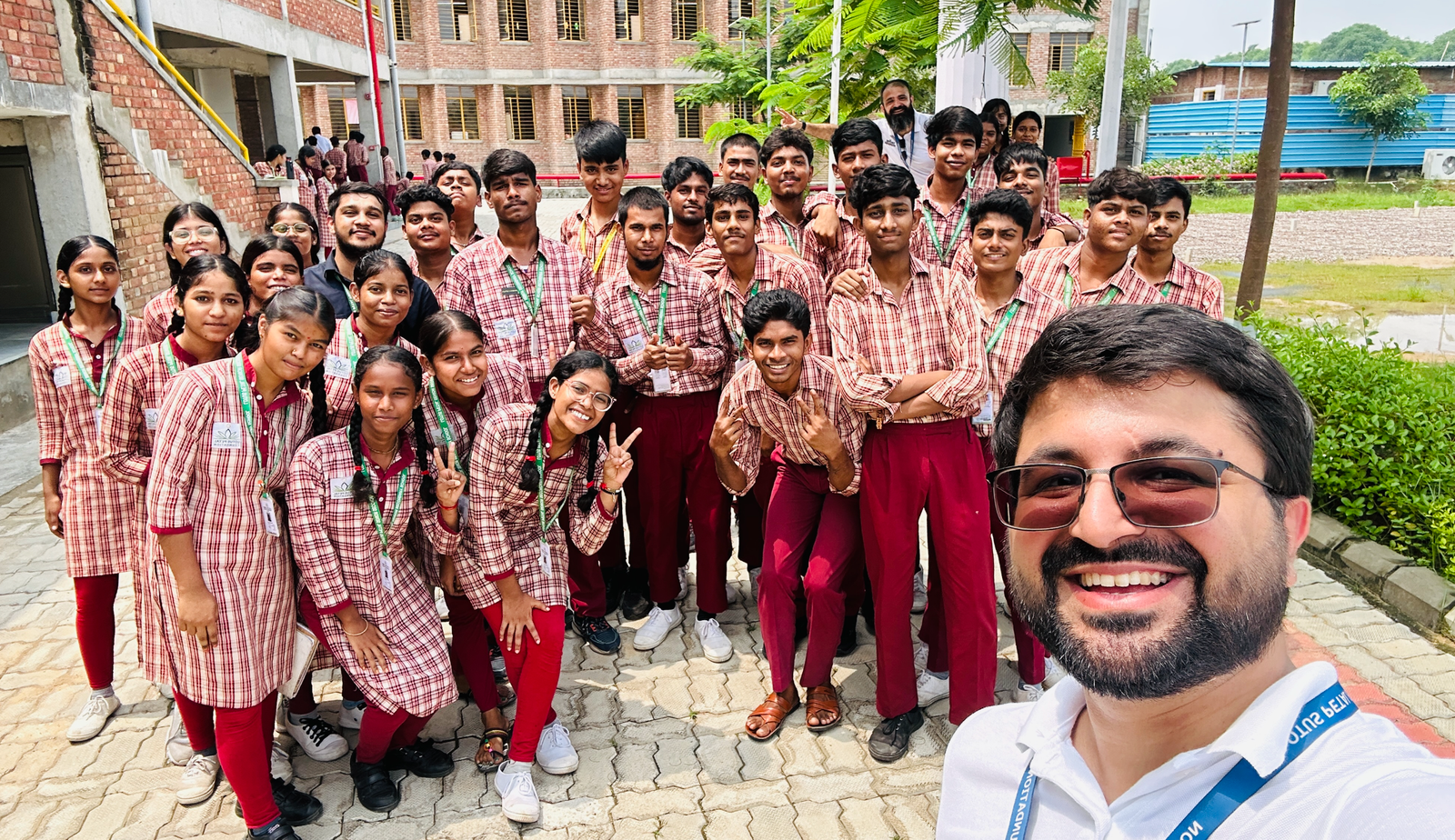 School students at robotics class